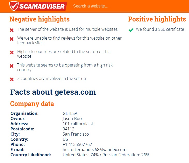 GetEsa scam adviser check